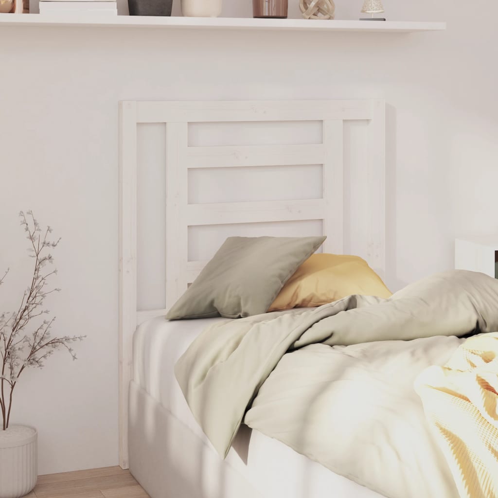 White Solid Pine Wood Headboard - 81x4x100 cm | Elegant Design