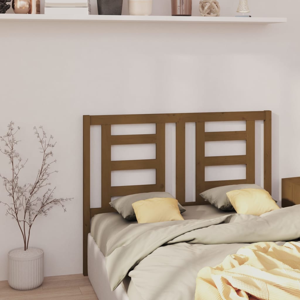 Solid Pine Wood Honey Brown Bed Headboard 126x4x100 cm