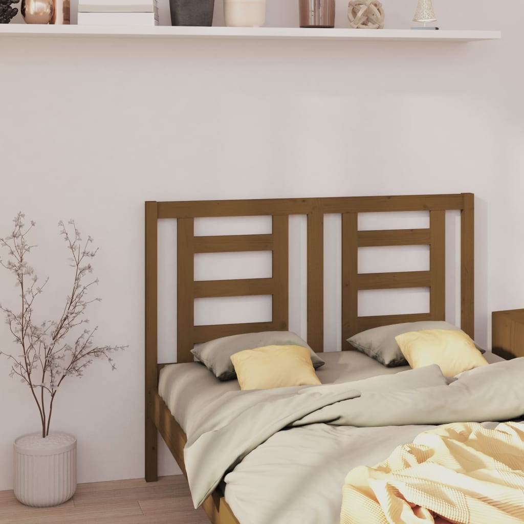 Solid Pine Wood Honey Brown Bed Headboard 126x4x100 cm