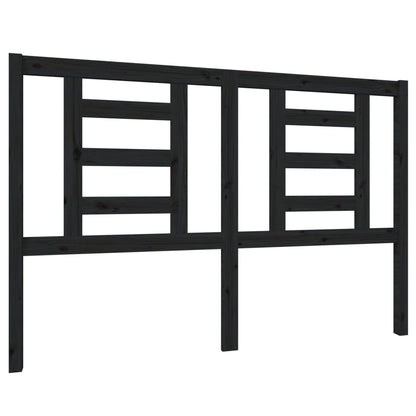Elegant Black Solid Pine Wood Headboard 146x100 cm