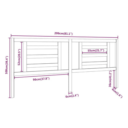 Solid Pine Wood Bed Headboard, 206x4x100 cm, Stylish & Durable