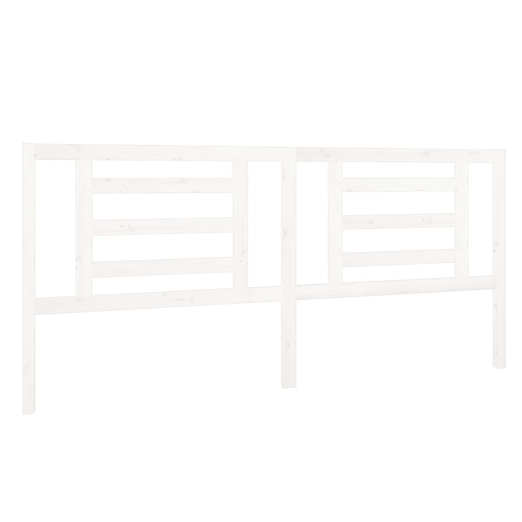 White Solid Pine Wood Bed Headboard - 206x4x100 cm