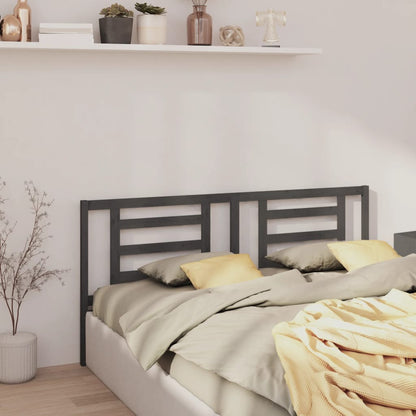 Solid Pine Wood Grey Bed Headboard 206x4x100 cm