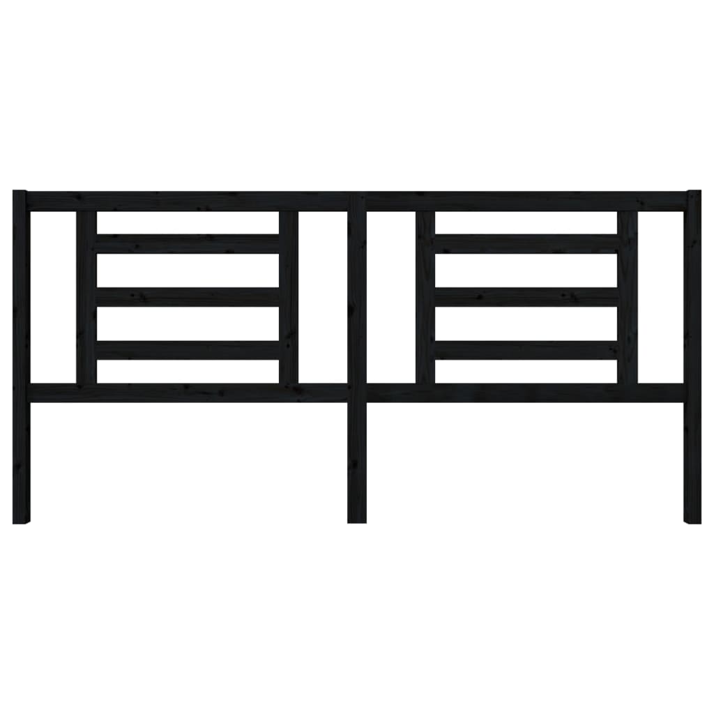 Solid Pine Wood Bed Headboard - Black, 206x4x100 cm