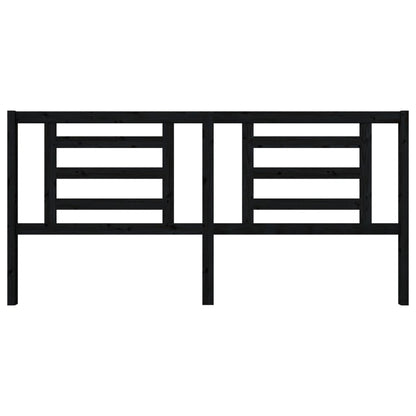 Solid Pine Wood Bed Headboard - Black, 206x4x100 cm