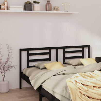Solid Pine Wood Bed Headboard - Black, 206x4x100 cm