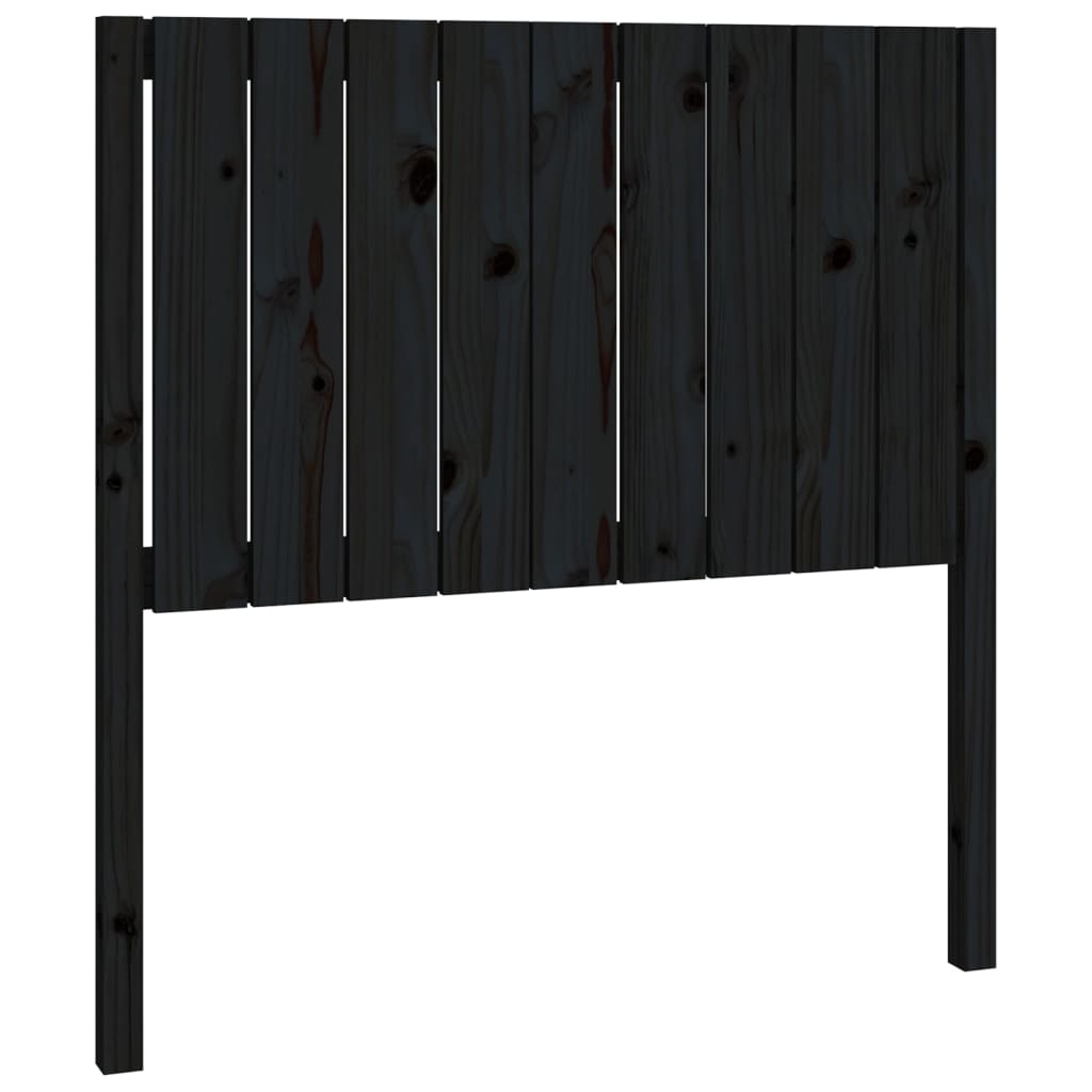 Elegant Black Solid Pine Wood Headboard 95.5x4x100 cm