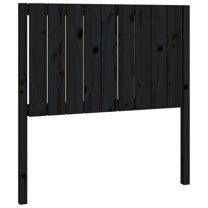 Elegant Black Solid Pine Wood Headboard 95.5x4x100 cm