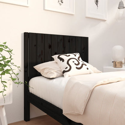 Elegant Black Solid Pine Wood Headboard 95.5x4x100 cm
