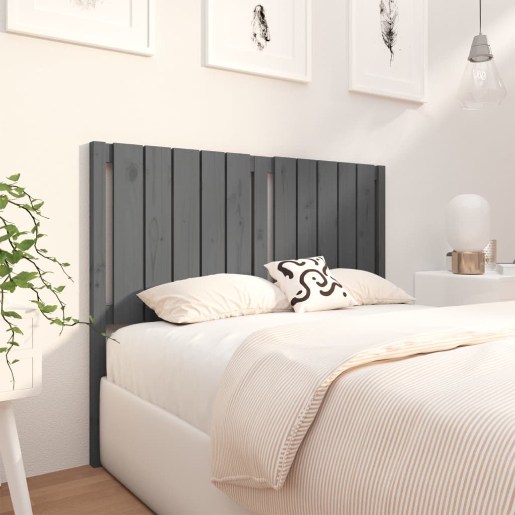 Solid Pine Grey Bed Headboard - 125.5x4x100 cm