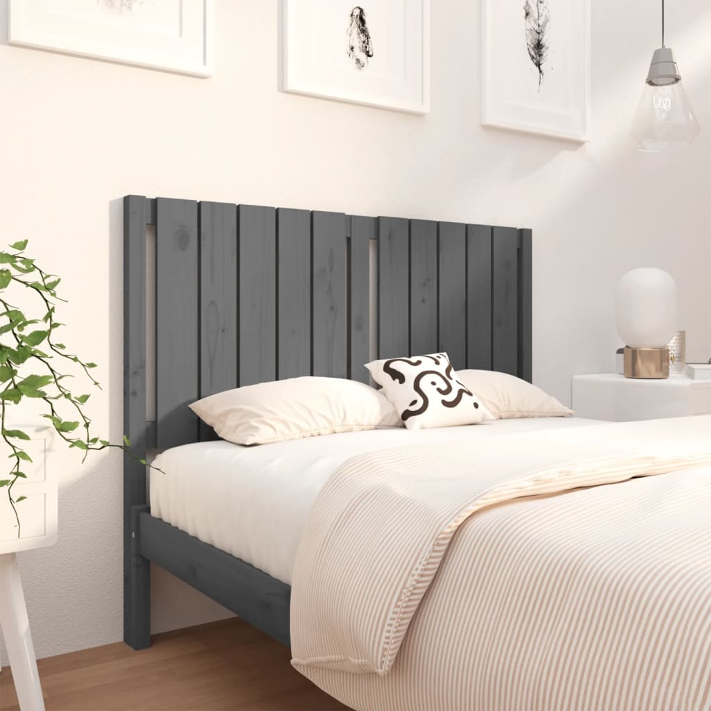 Solid Pine Grey Bed Headboard - 125.5x4x100 cm