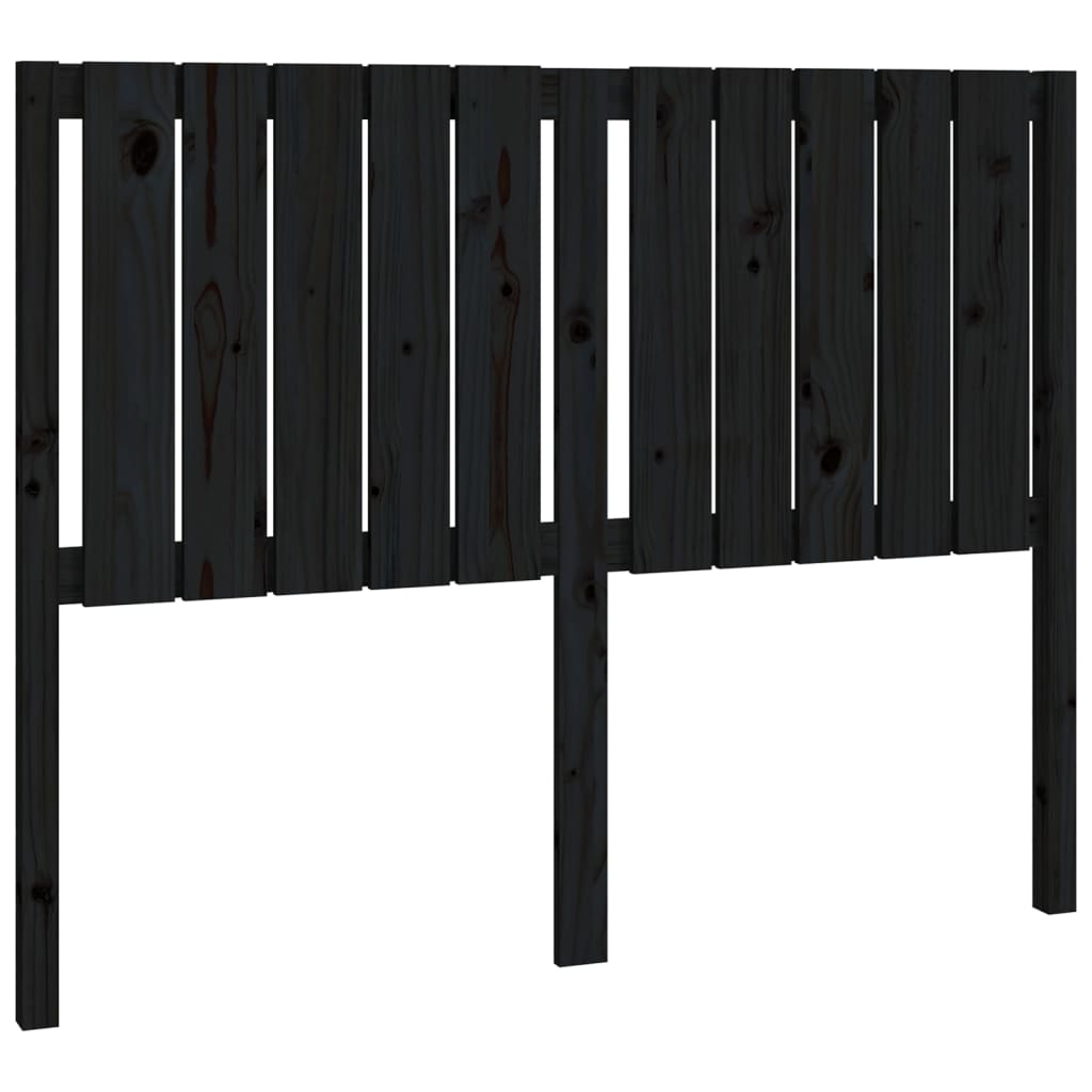 Solid Pine Wood Bed Headboard - Black, 125.5x4x100 cm