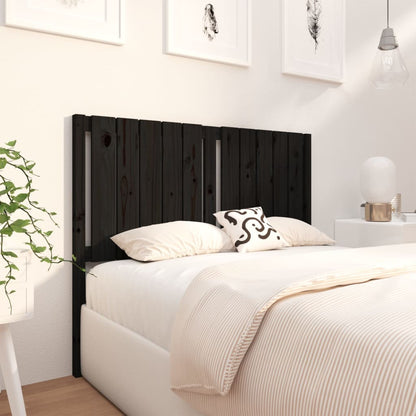 Solid Pine Wood Bed Headboard - Black, 125.5x4x100 cm