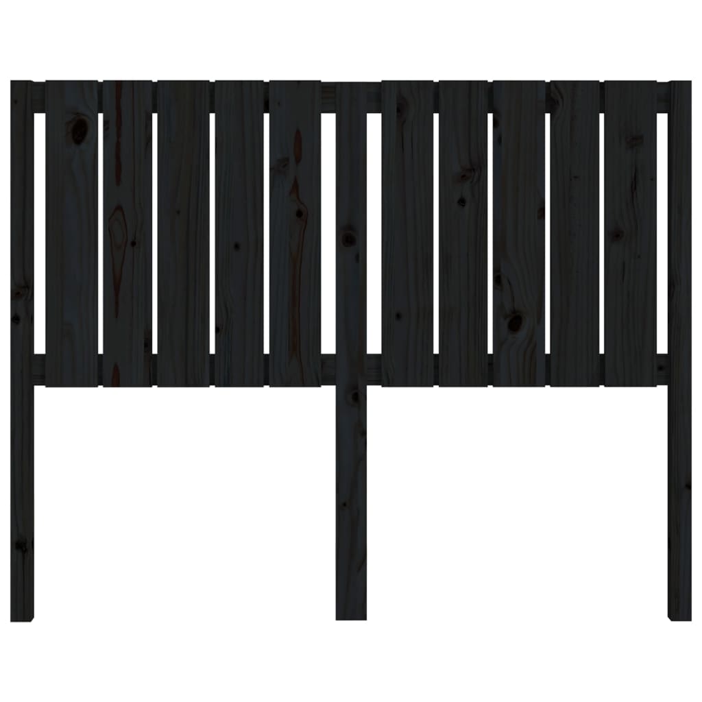 Solid Pine Wood Bed Headboard - Black, 125.5x4x100 cm