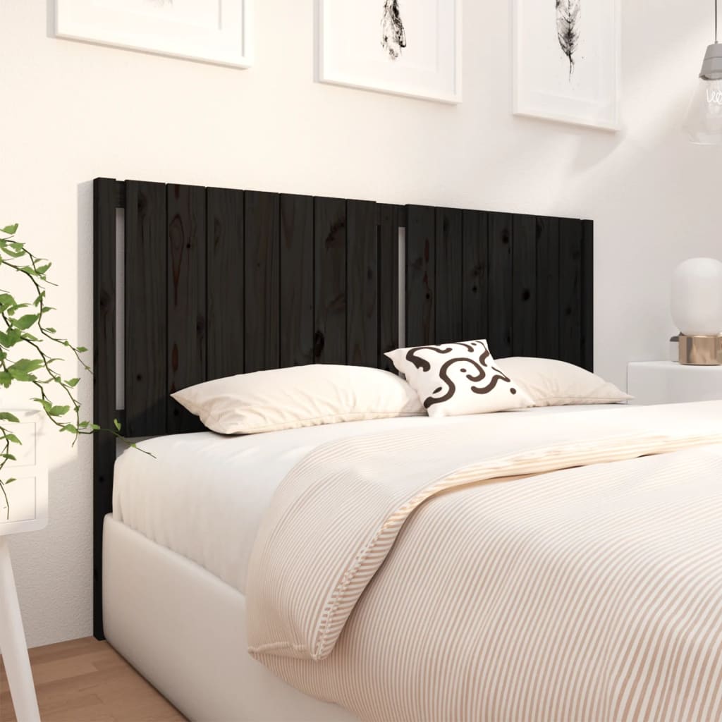Solid Wood Black Headboard 165.5x4x100 cm - Pine Elegance