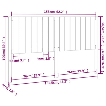 Solid Wood Black Headboard 165.5x4x100 cm - Pine Elegance
