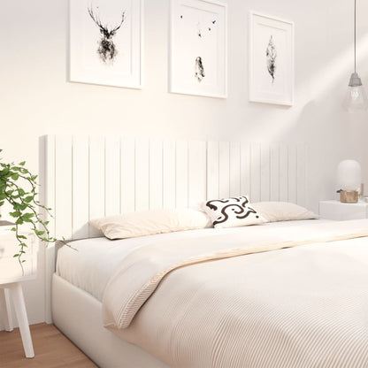 Solid Pine Wood Bed Headboard, White, 205.5x4x100 cm