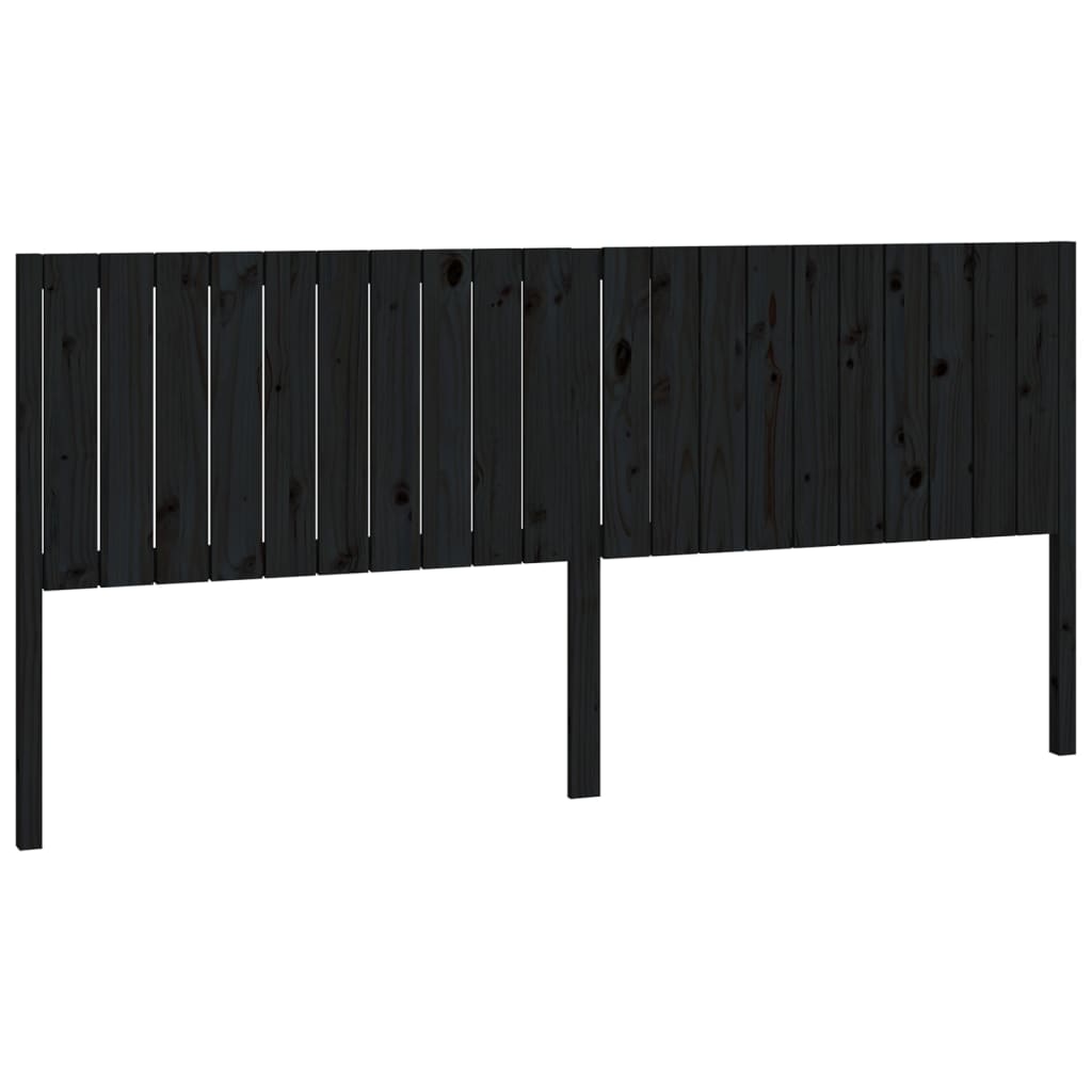 Solid Pine Headboard - Black 205.5x4x100 cm | Elegant Bedroom Decor