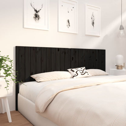 Solid Pine Headboard - Black 205.5x4x100 cm | Elegant Bedroom Decor