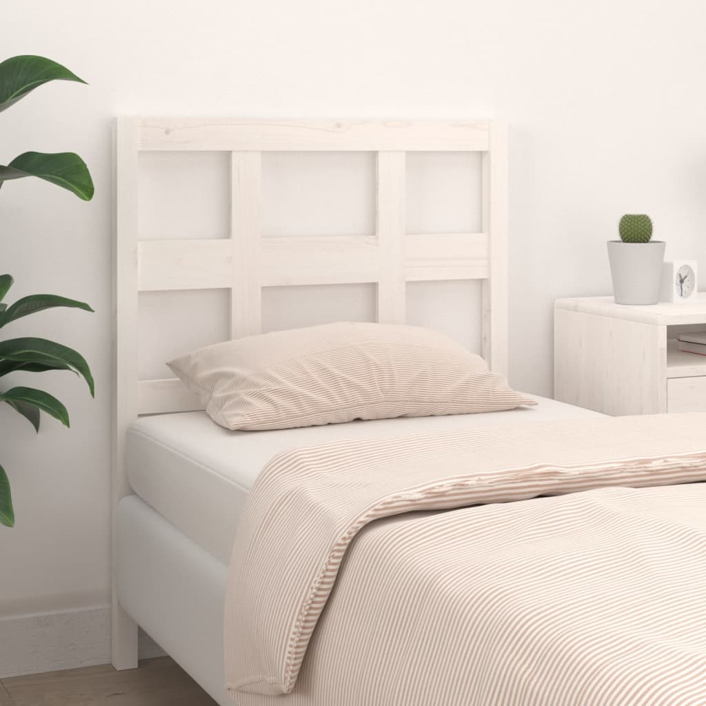 Solid Pine Wood White Headboard - 80.5x4x100 cm