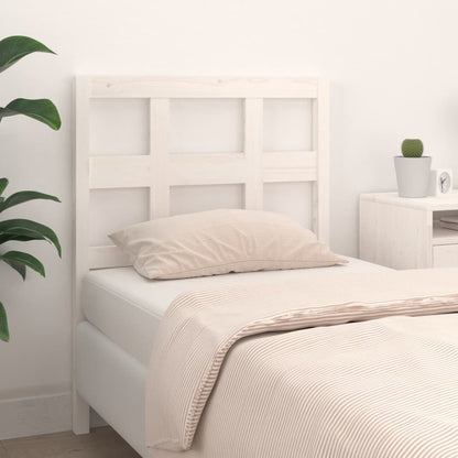 Solid Pine Wood White Headboard - 80.5x4x100 cm