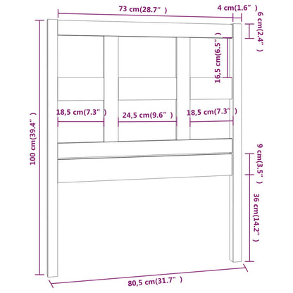 Solid Wood Pine Bed Headboard - Grey 80.5x4x100 cm
