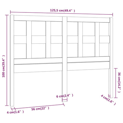 Bed Headboard Black 125.5x4x100 cm Solid Wood Pine