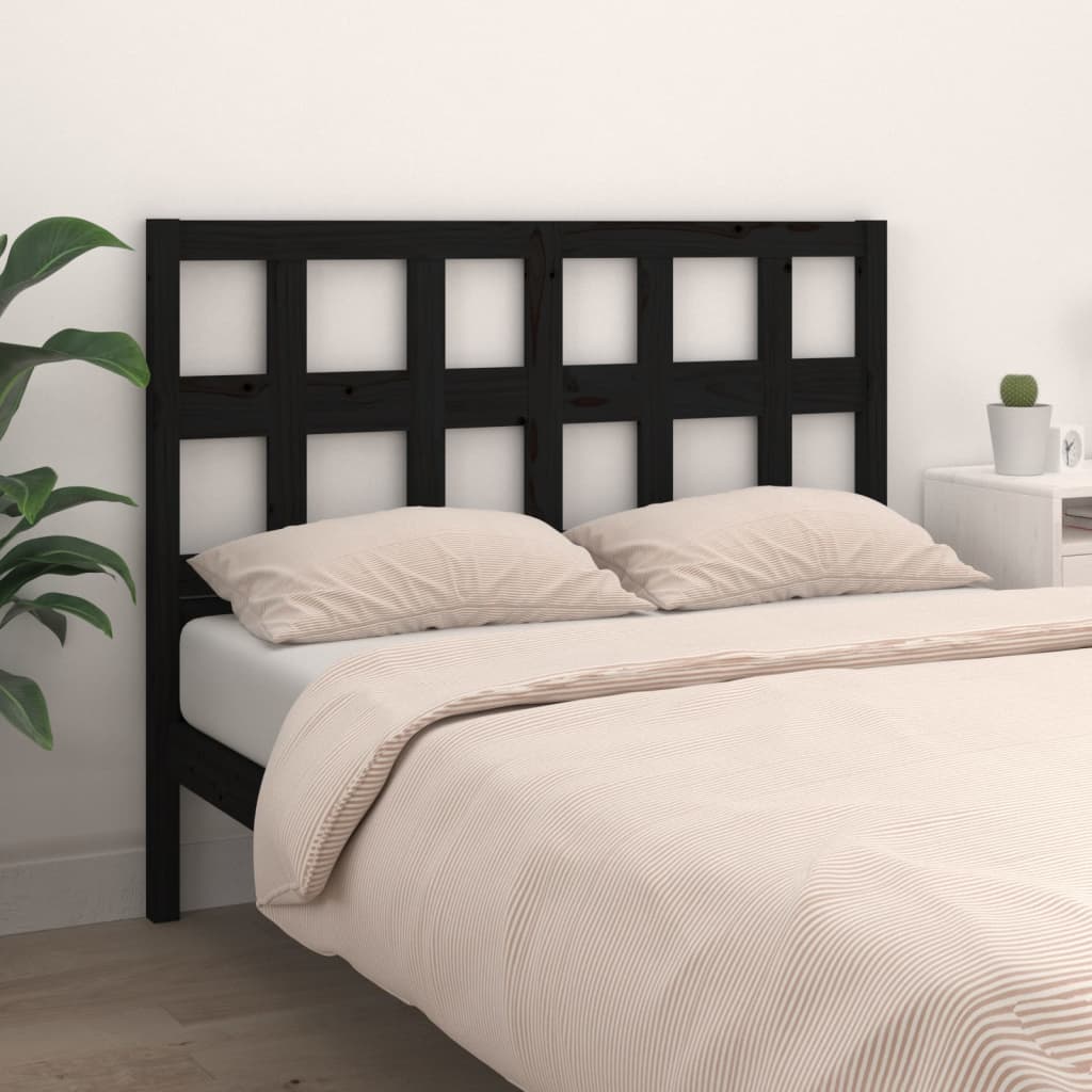 Solid Pine Wood Headboard in Black - 205.5x4x100 cm
