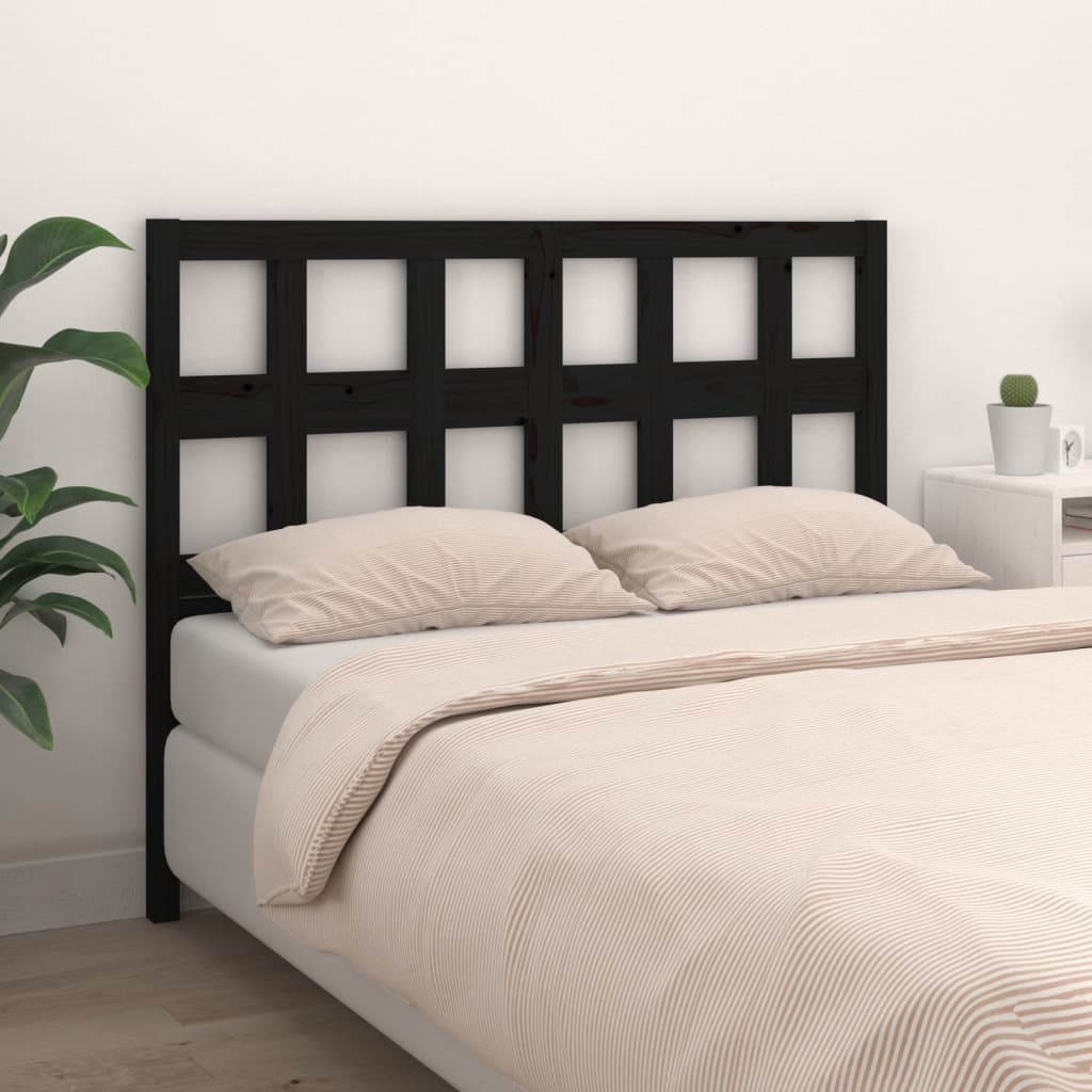 Solid Pine Wood Headboard in Black - 205.5x4x100 cm