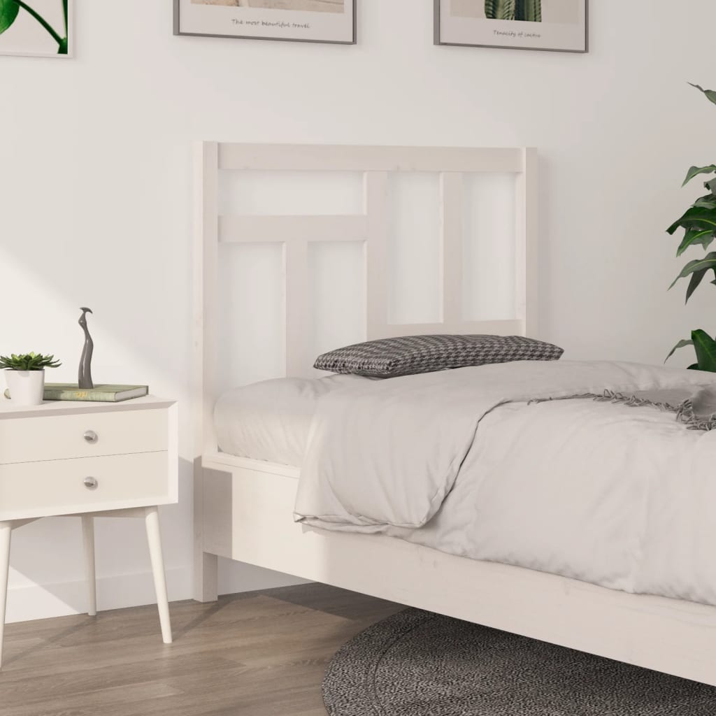 Solid Pine Wood White Headboard 95.5x4x100 cm - Stylish & Durable