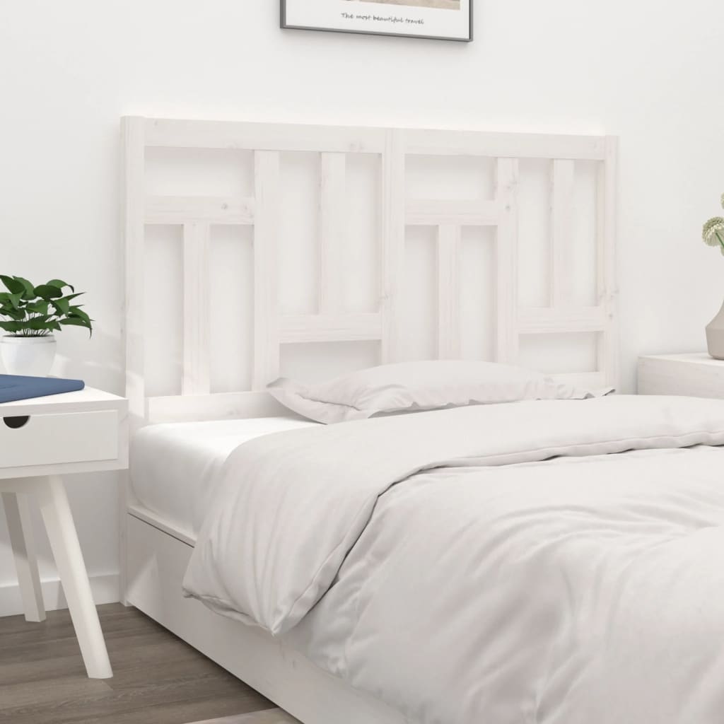 Solid Wood White Bed Headboard - 125.5x4x100 cm Pine