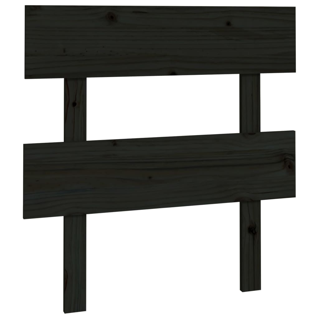 Stylish Black Pine Wood Bed Headboard, 93.5x3x81 cm