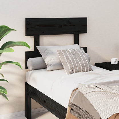 Solid Pine Bed Headboard - Black 103.5x3x81 cm