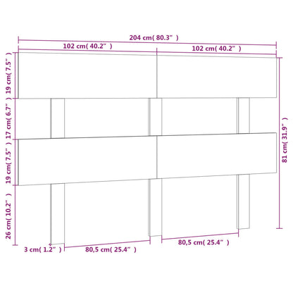 Solid Pine White Bed Headboard 204x3x81 cm
