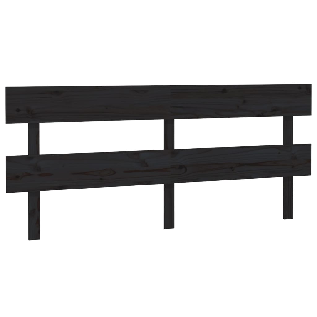 Solid Pine Wood Bed Headboard, Black 204x3x81 cm