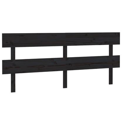 Solid Pine Wood Bed Headboard, Black 204x3x81 cm