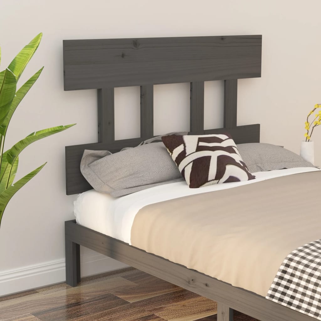 Solid Wood Grey Headboard 93.5x3x81 cm - Premium Pine Design