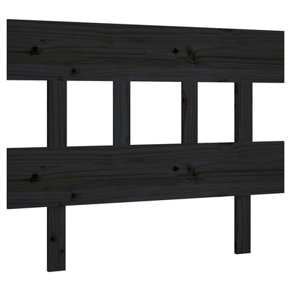 Solid Pine Wood Black Bed Headboard - 93.5x3x81 cm