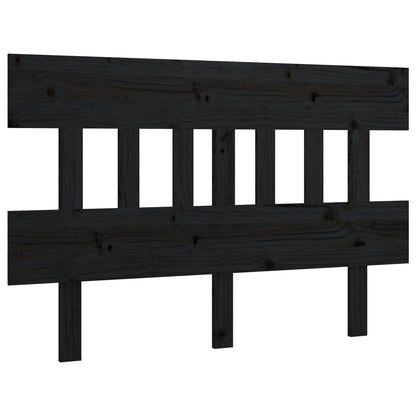 Solid Pine Wood Bed Headboard - Black, 123x3x81 cm