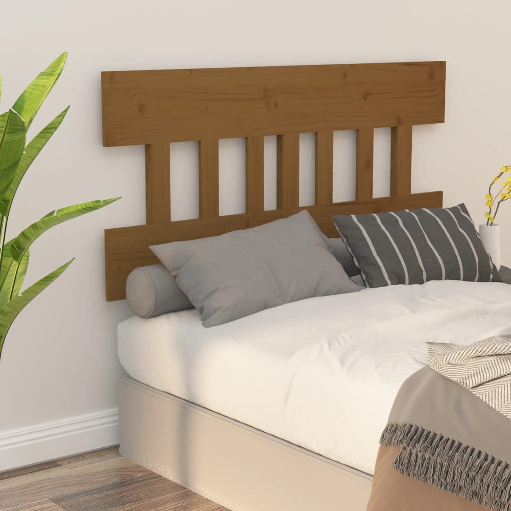 Honey Brown Solid Pine Bed Headboard - 143.5x3x81 cm