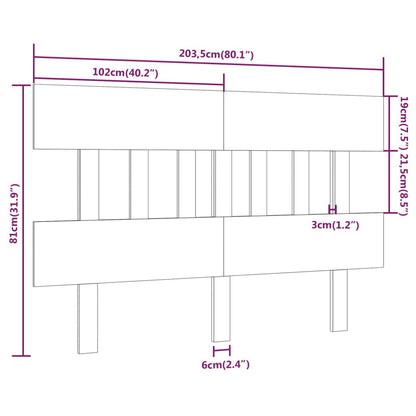 Solid Pine Grey Bed Headboard - 203.5x3x81 cm