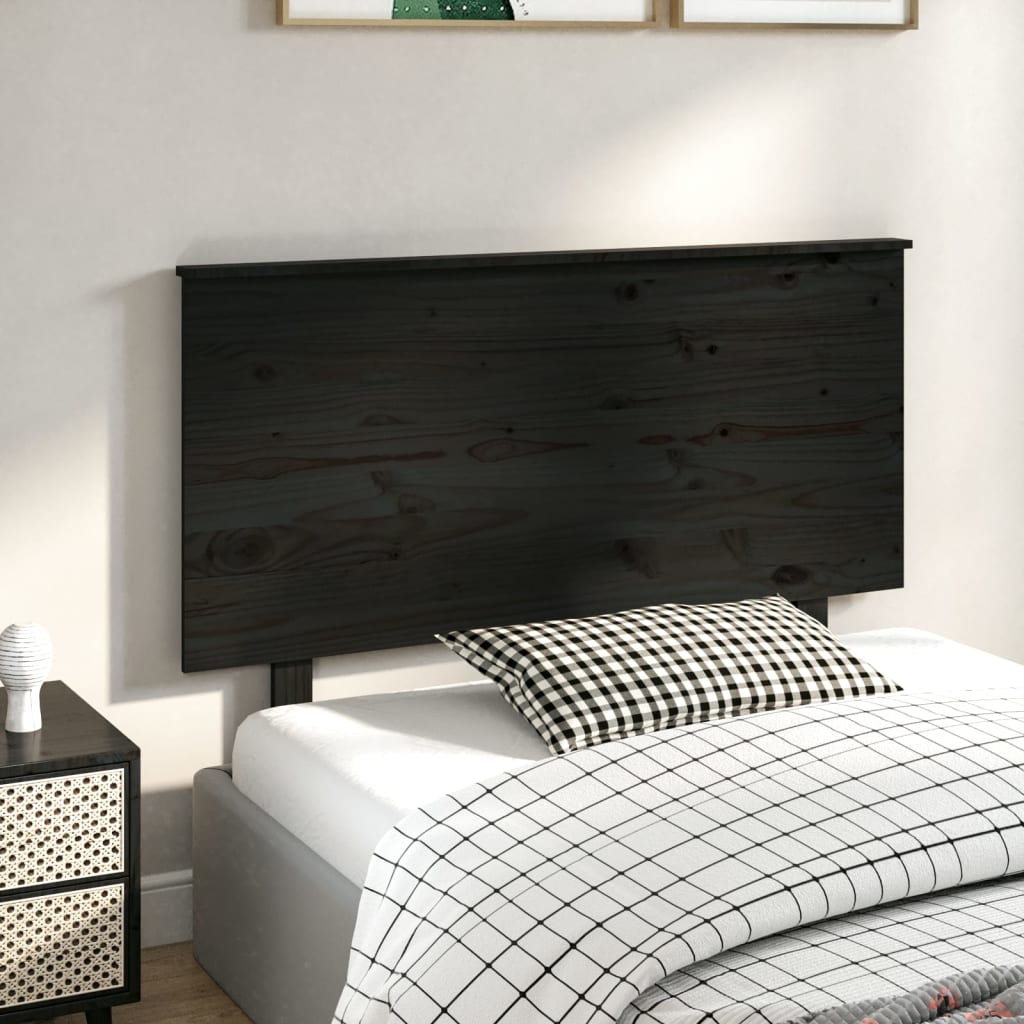 Solid Pine Black Headboard - 124x6x82.5 cm Stylish Design