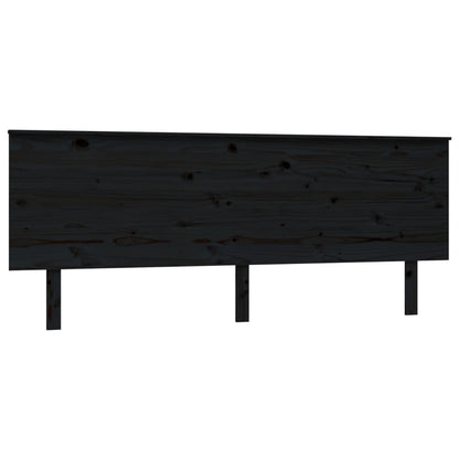 Solid Pine Black Bed Headboard - 204x6x82.5 cm