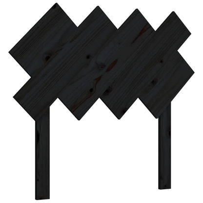 Solid Pine Wood Black Headboard - 92x3x81 cm