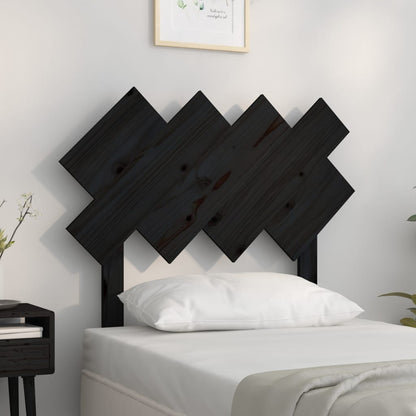 Solid Pine Wood Black Headboard - 92x3x81 cm