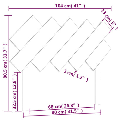 Solid Pine Grey Bed Headboard 104x3x80.5 cm
