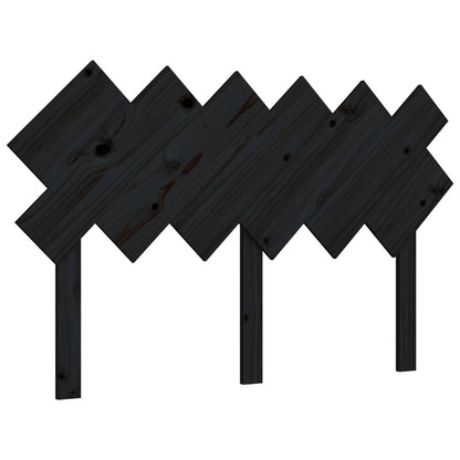 Solid Pine Wood Black Bed Headboard - 132x3x81 cm
