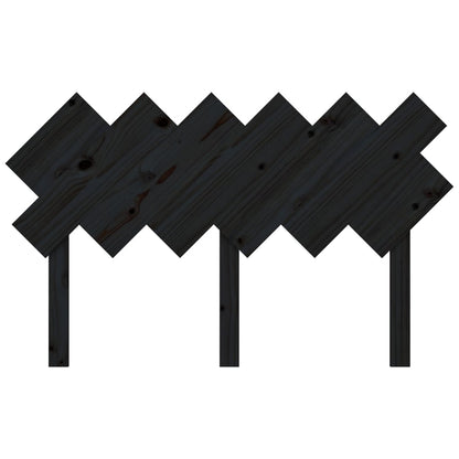 Solid Pine Wood Black Bed Headboard - 132x3x81 cm