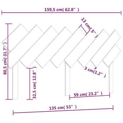 White Solid Pine Wood Bed Headboard - 159.5x3x80.5 cm