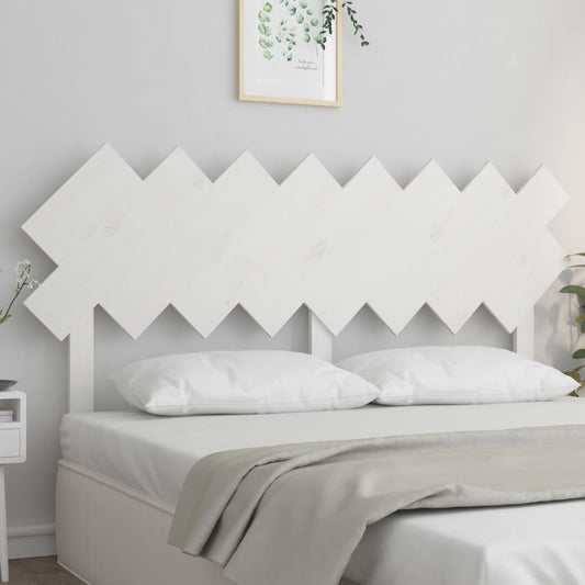White Solid Pine Wood Bed Headboard - 159.5x3x80.5 cm